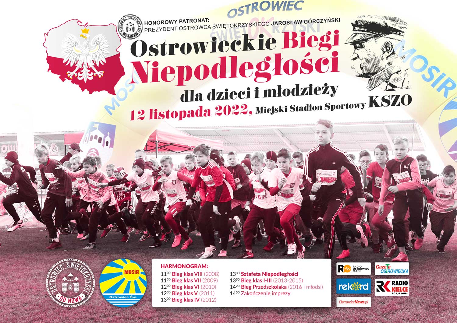 Plakat promujący Ostrowieckie Biegi Niepodległości 2022