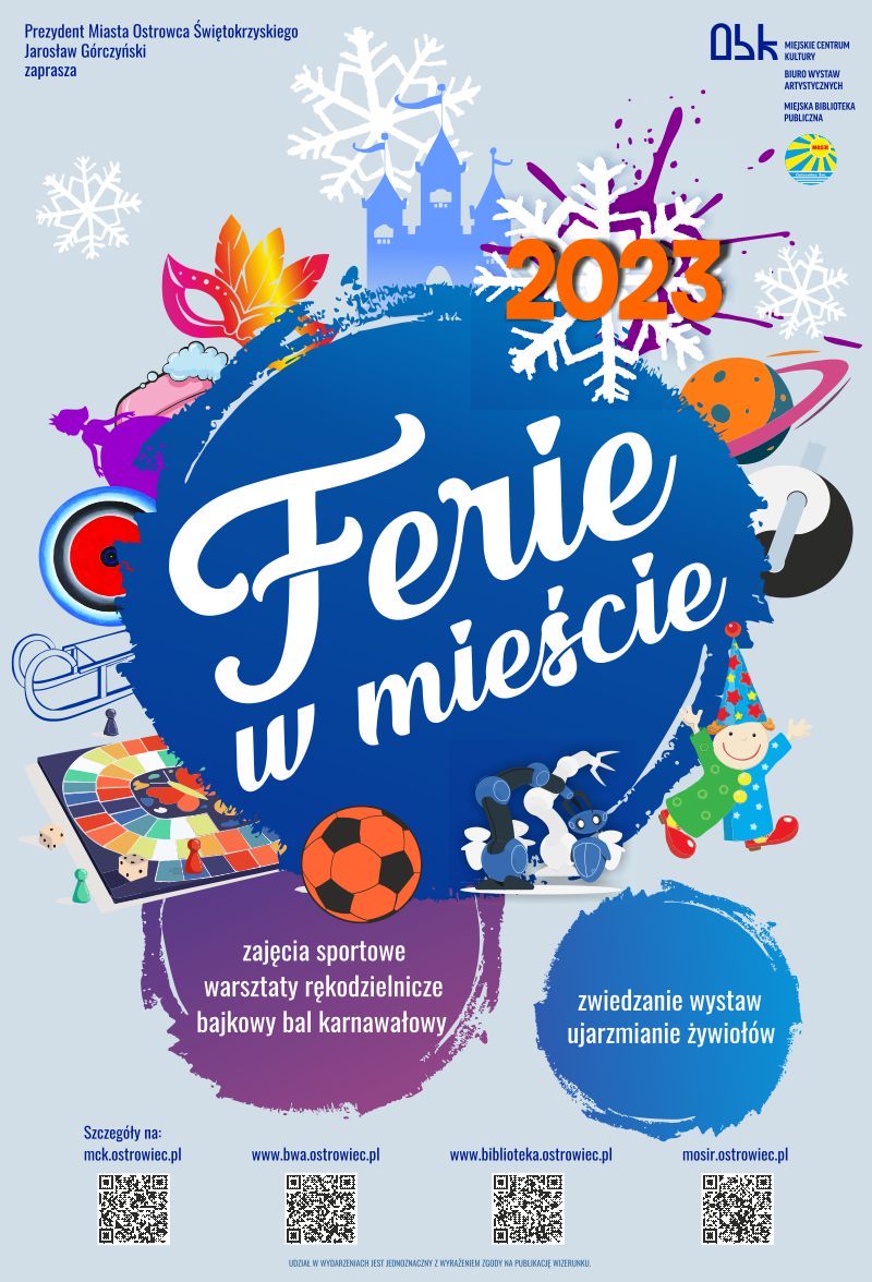 Plakat promujący Ferie 2023 w mieście