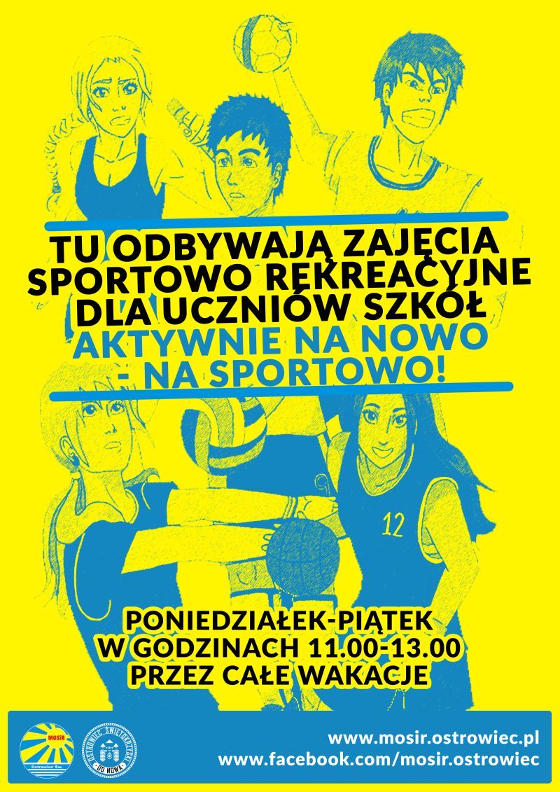 Plakat promujący Wakacyjne Zajęcia Rekreacyjno-Sportowe dla Uczniów